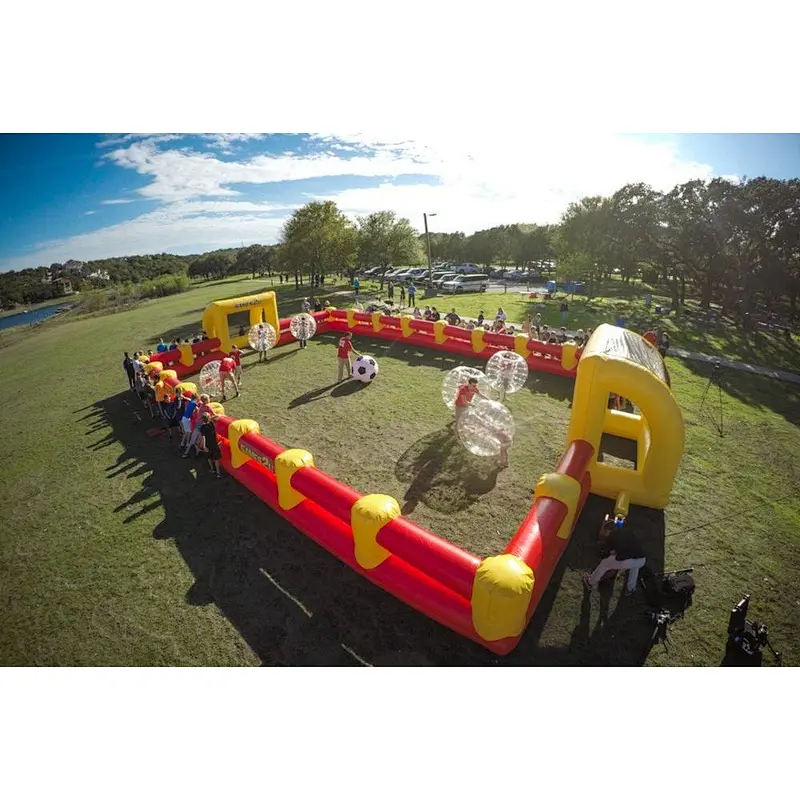 Customized Outdoor Portable Kids Or Adults Group Activity Soccer Pitch  Inflatable Football Game 20m