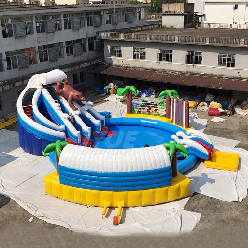 Amusement Equipment Small Dolphin Inflatable Water Slide For Above Ground Pool