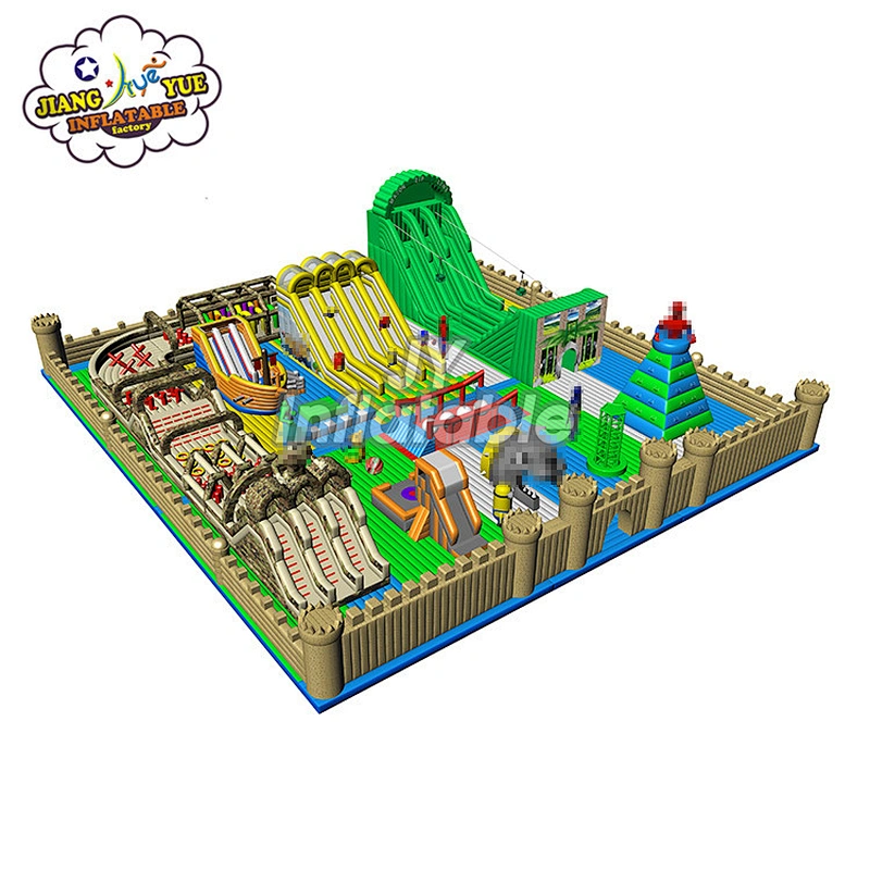 Guangzhou Jiangyue Cheap Price Inflatable Theme Park with Inflatable obstacle course Sport Game and Slide