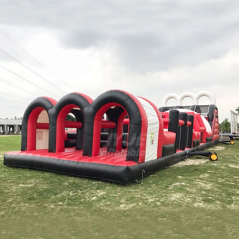 Blow Up Fun Run Red Inflatable Challenge Obstacle Course Races For Adults