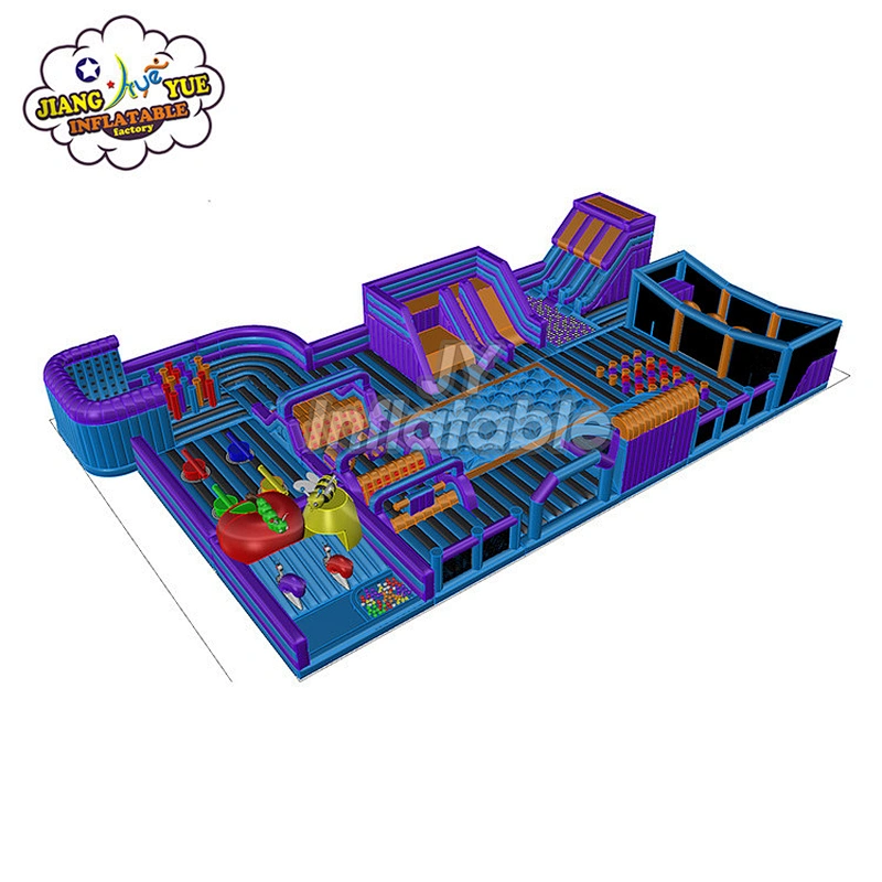 Guangzhou Jiangyue Cheap Price Inflatable Theme Park with Inflatable obstacle course Sport Game and Slide