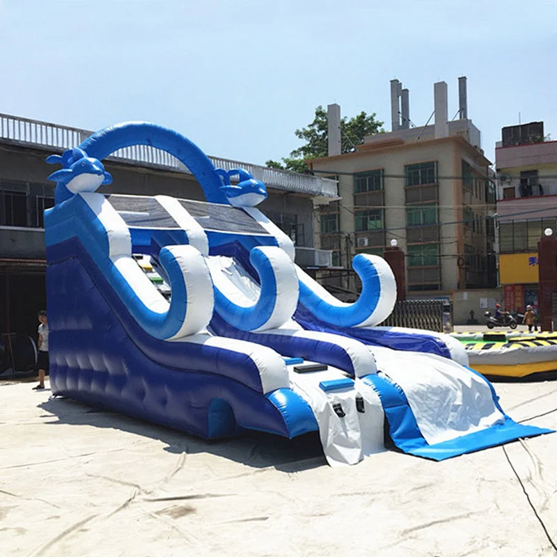Amusement Equipment Small Dolphin Inflatable Water Slide For Above Ground Pool
