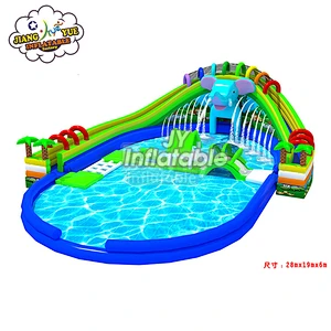 Commercial Grade Big Inflatable Commercial Water Park ,Castle Slide with Pool