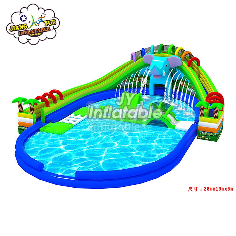 Commercial Grade Big Inflatable Commercial Water Park ,Castle Slide with Pool