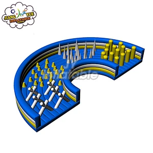 Outdoor Adult Blue big inflatable obstacle course for sale