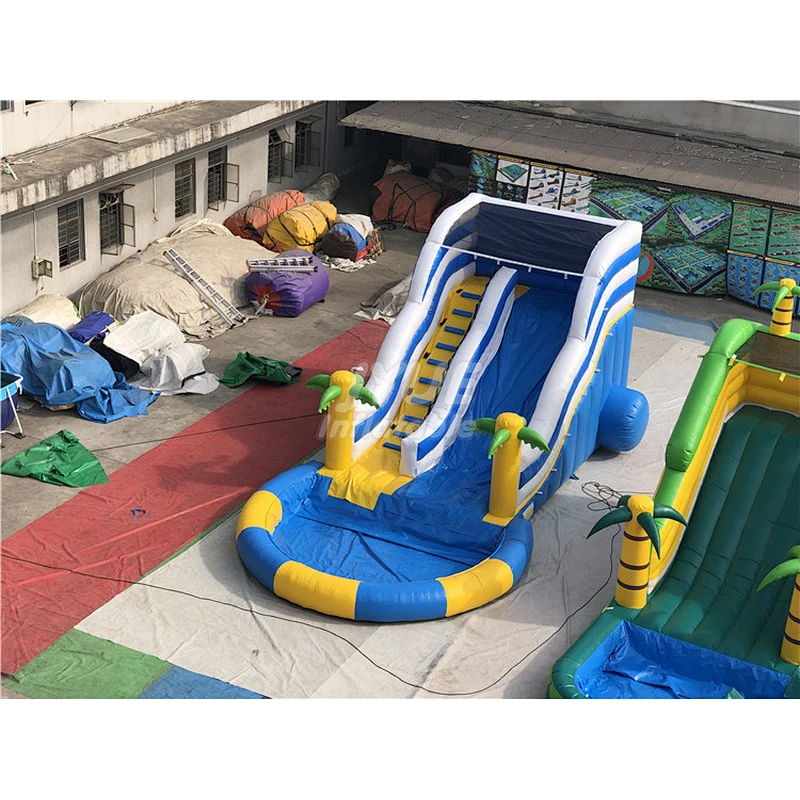 New Design PVC Double Lanes Commercial Inflatable Water Slide Pool For Sale