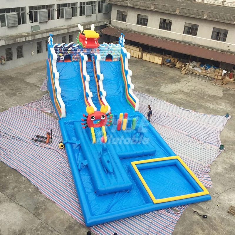 Blow Up Kids Play Amusement Park Big Inflatable Water Slide With Playground For Adults