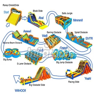 Blow Up Outdoor Event 5K Run Obstacle Course Inflatable 5K For Adults