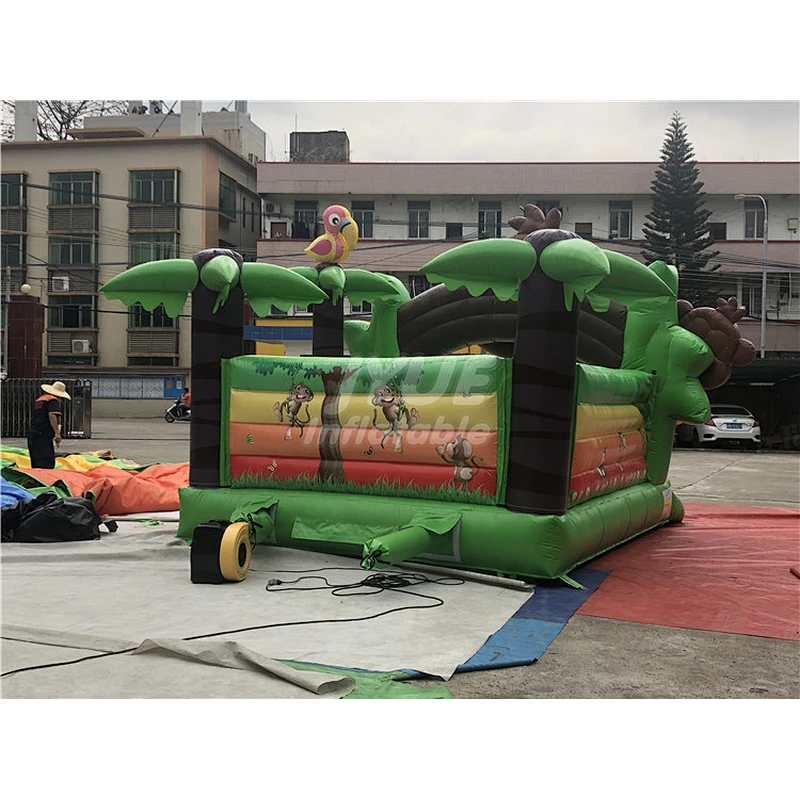 Kids Inflatable Bounce Bed Commercial Monkey Cartoon Inflatable Bounce Houses