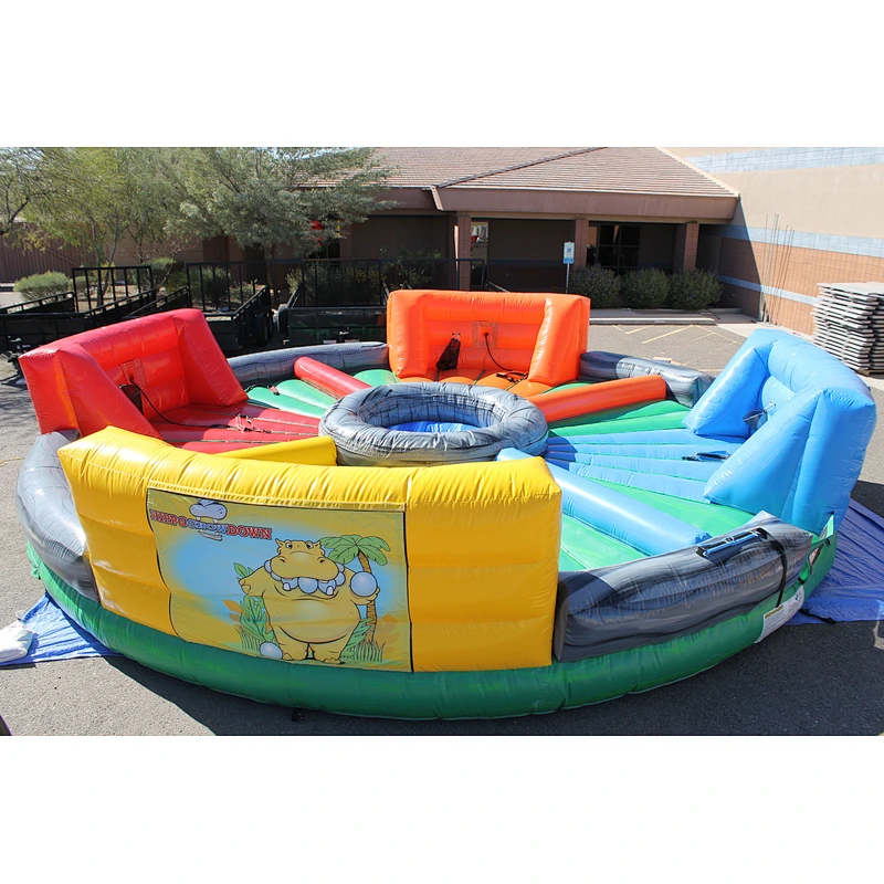 New Design Four Way Bungee Run Inflatable for Adults ,Happy Family Bungee Run Games, Interactive Hungry Hippo Games