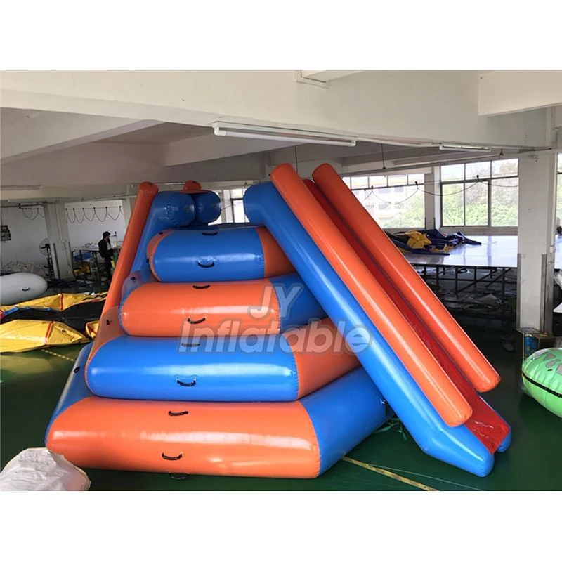 Water Park Inflatable Climbing Tower Floating Water Slide For Aqua Park