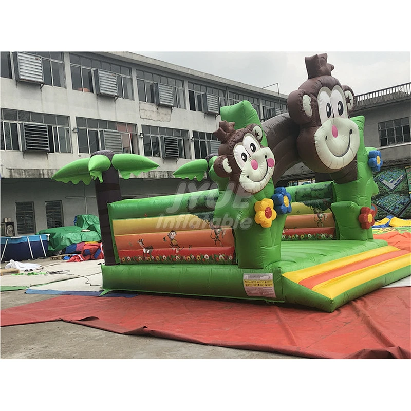 Kids Inflatable Bounce Bed Commercial Monkey Cartoon Inflatable Bounce Houses