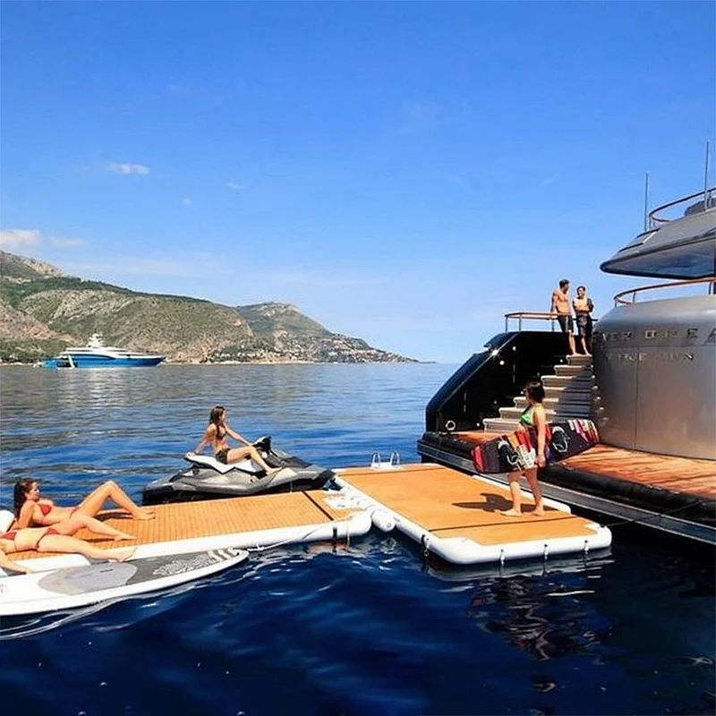 Big Size Outdoor Foldable Drop Stitch Inflatable EVA Teak Dock For Boat