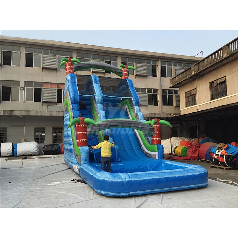 Hot Tropical Cheap Water Slide Jumper ,Blow Up Inflatable Water Slide And Pool