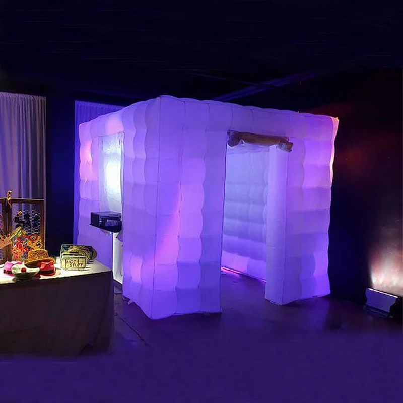 Outdoor White Enclosure Wall Props LED Cabin Inflatable Photo Booth
