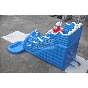 Commercial Grade Portable Inflatable Water Slide With 2 Swimming Pool For Kids