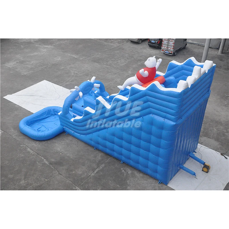 Commercial Grade Portable Inflatable Water Slide With 2 Swimming Pool For Kids
