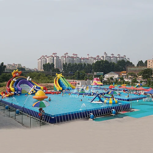 Portable 0.9mm pvc inflatable Rectangular Metal Frame Swimming Pool Supplier In China