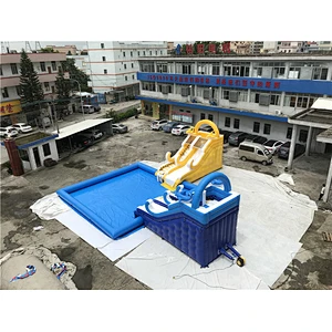 Waterpark Equipment Commercial Kids Inflatable Water Park With Two Dolphin Slide