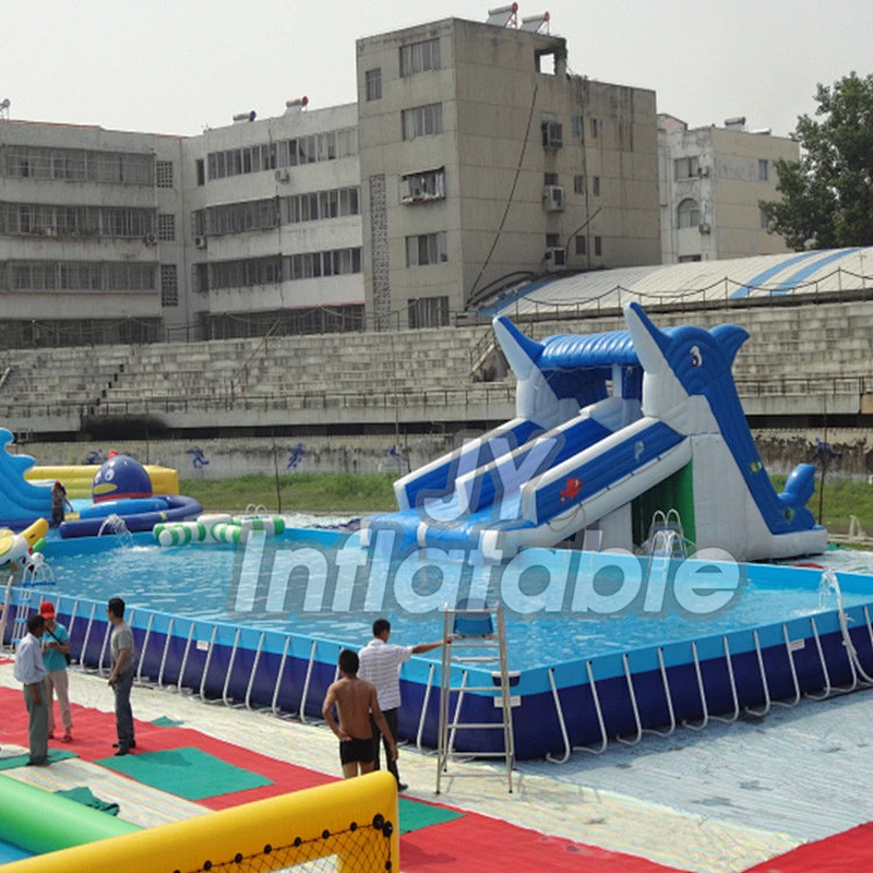 Portable 0.9mm pvc inflatable Rectangular Metal Frame Swimming Pool Supplier In China