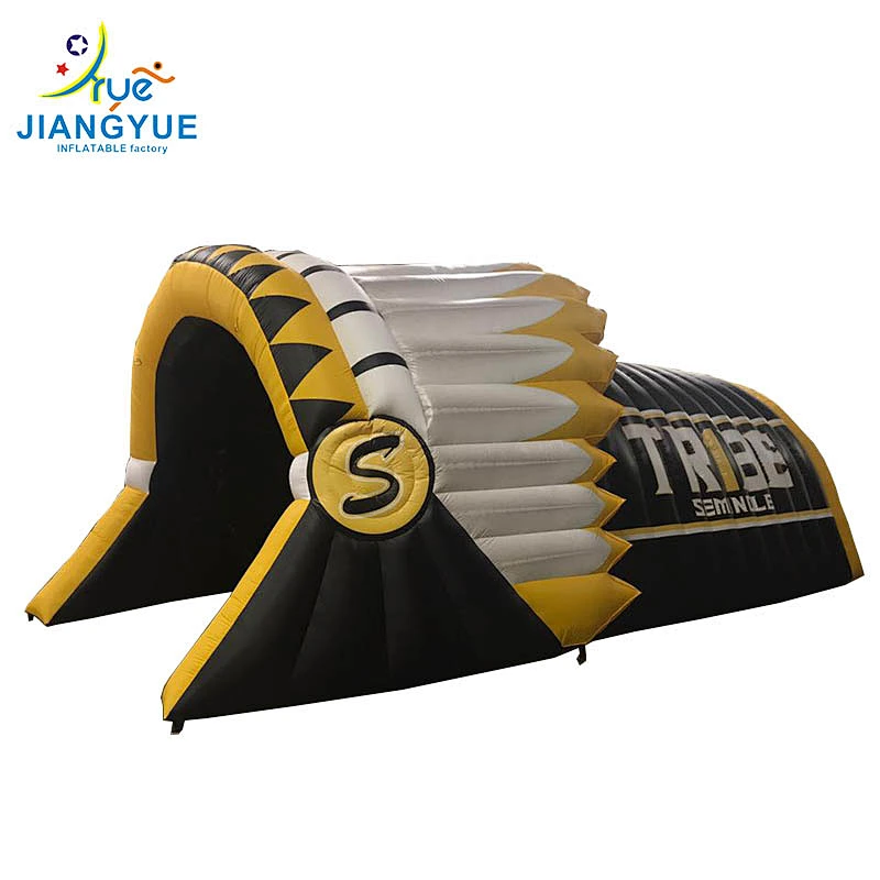 2018 Hot Outdoor Large Adult Play Inflatable Mascot Tunnels Football Helmet Tunnel Bear Tiger Head For Customized Size
