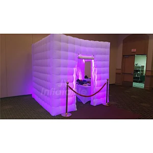 Outdoor White Enclosure Wall Props LED Cabin Inflatable Photo Booth
