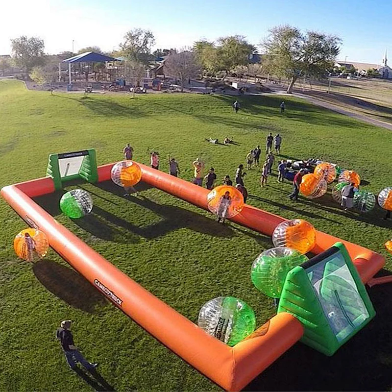 Customized Outdoor Portable Kids Or Adults Group Activity Soccer Pitch  Inflatable Football Game 20m