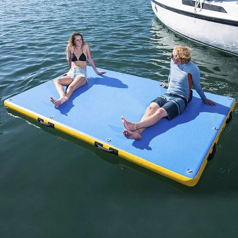 Most Popular 10cm 15cm 20cm Drop Stitch Material Yacht Pad Island Inflatable Floating Dock Pontoon
