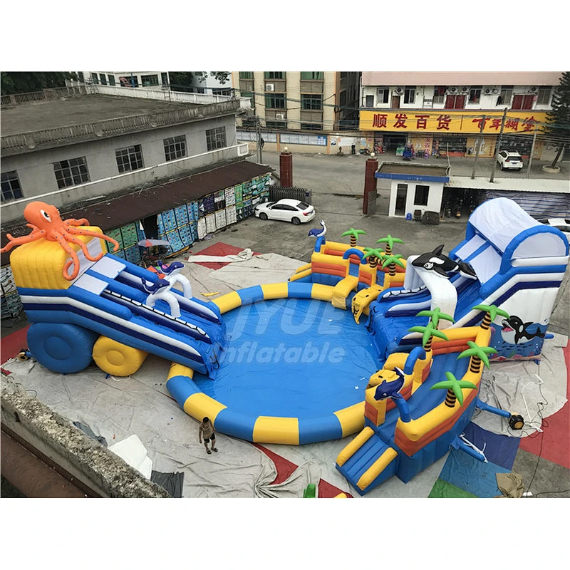 Blow Up Commercial Octopus Mini Kids Inflatable Water Park With Water Slide Swimming Pool