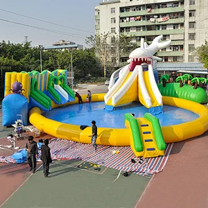 Outdoor Equipment Commercial Shark Water Park Playground Inflatable Ground Water Park