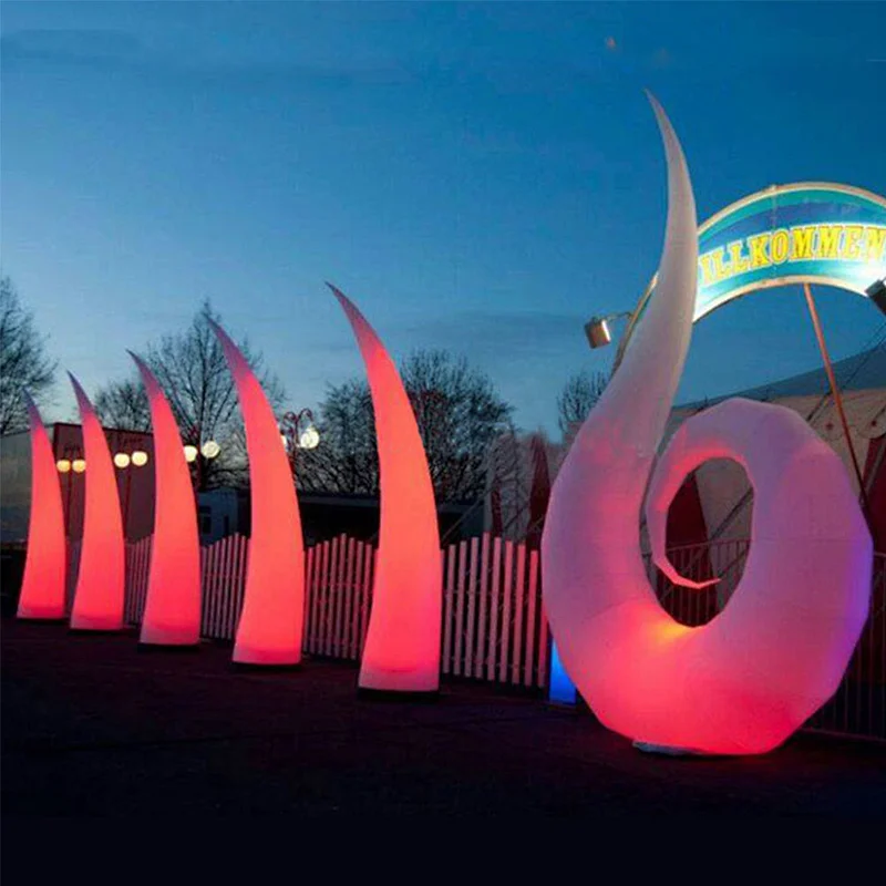 Custom Shaped Color Changing LED Inflatable Pillar Air Cone Decorative Hanging Column