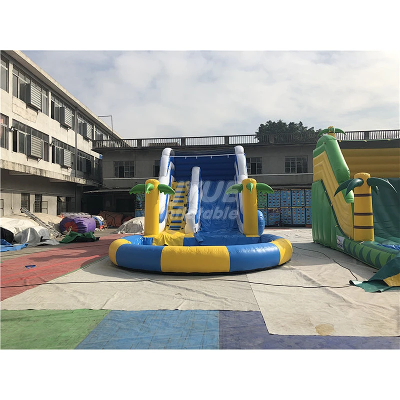 New Design PVC Double Lanes Commercial Inflatable Water Slide Pool For Sale