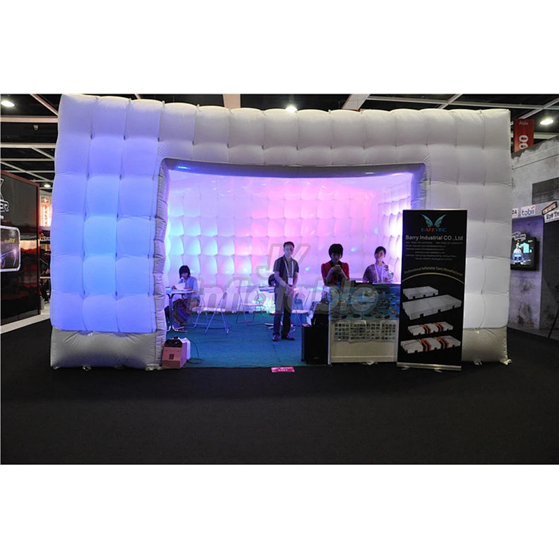 Fire Resistant White Lighting Tent Inflatable Cube Tent With LED Lights For Advertising