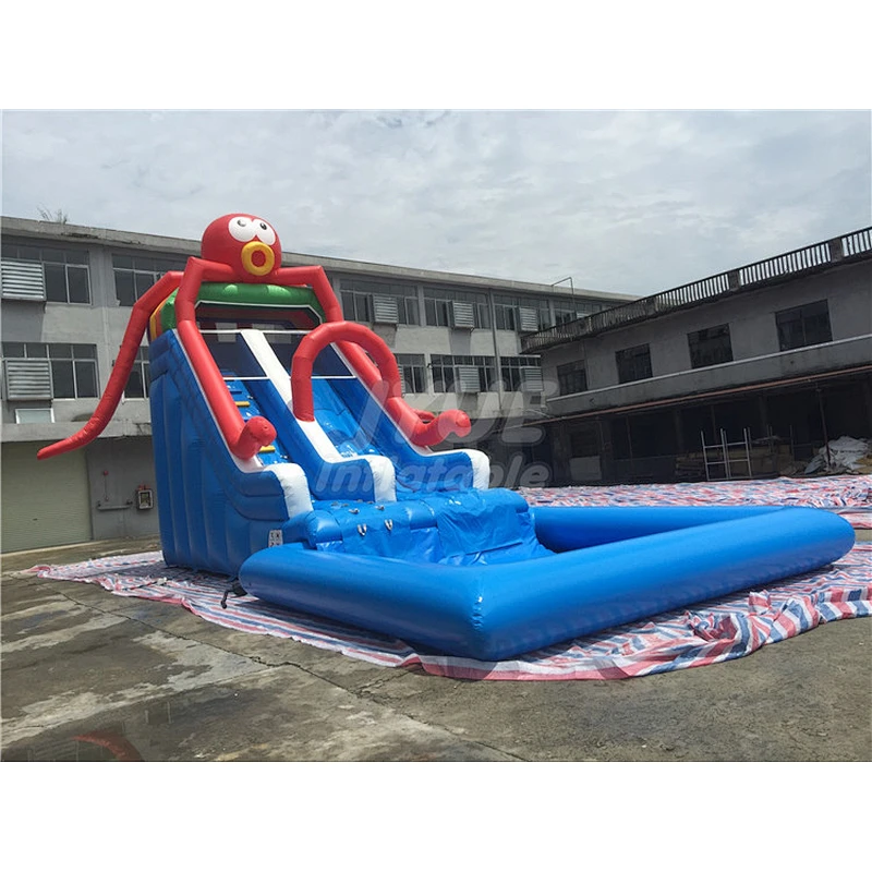 Cheap Octpus Inflatable Water Slides With Pool Commercial Water Slide For Sale