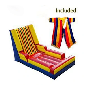 Interactive Sport Games Funny Commercial Inflatable Sticky Wall For Jumping With Suits