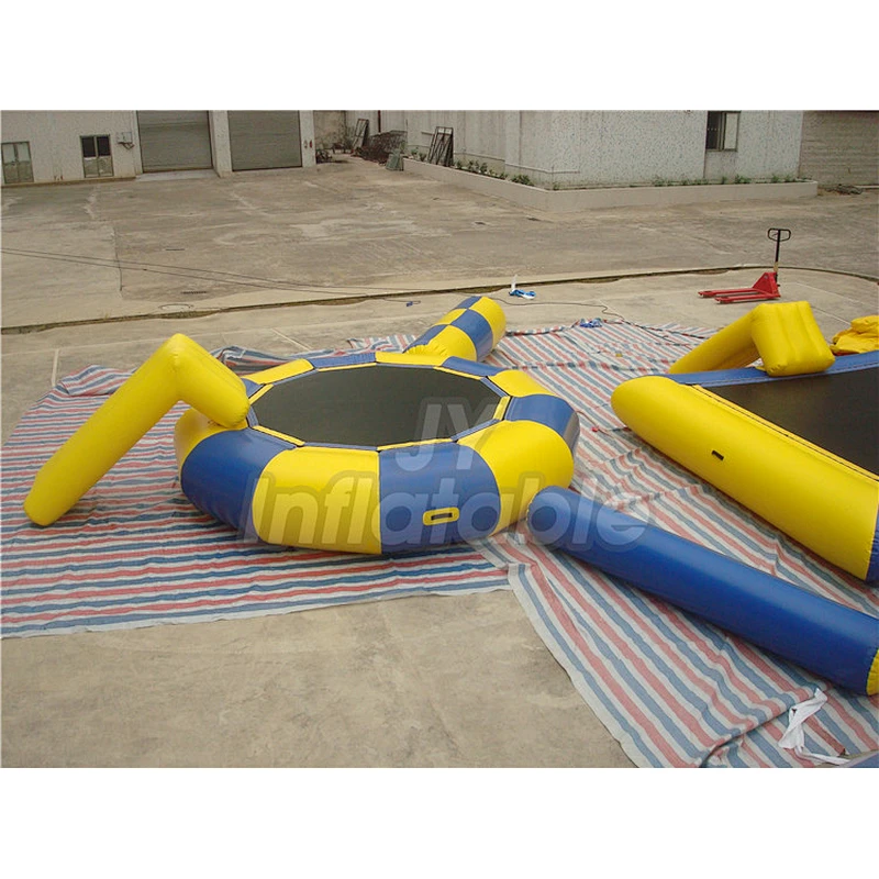 Commercial Water Park Use Water Play Toy Metal Structure Inflatable Floating Trampoline On Water