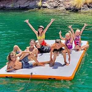 Factory Custom High Quality Teak EVA Inflatable Floating Island Dock Platform