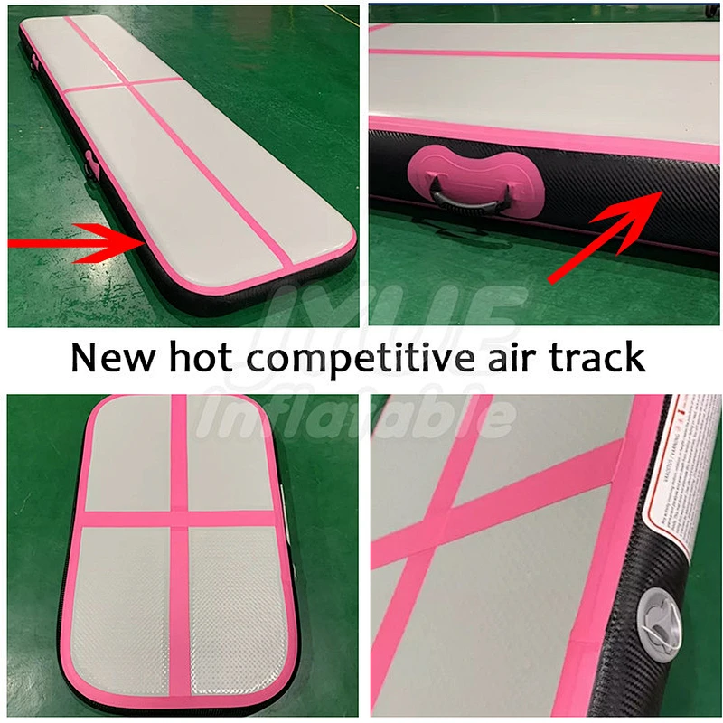 PVC Indoor Sport Use Pink Gymnastics Air Mat Customized Inflatable Bouncy Tumbling Air Track