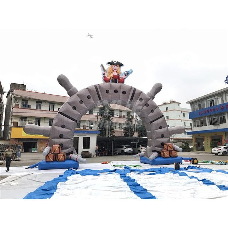 Pirate Ship Advertising Archway Inflatable Finish Line Arch Price With Air Blower For Inflatable Arch