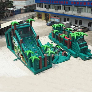PVC Tarpaulin Material Obstacle Course Inflatable Jungle , Meltdown Big Baller Obstacle Course For Sale