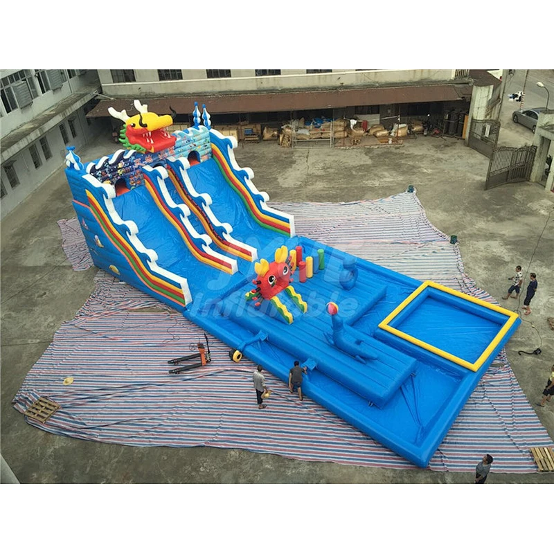 Blow Up Kids Play Amusement Park Big Inflatable Water Slide With Playground For Adults