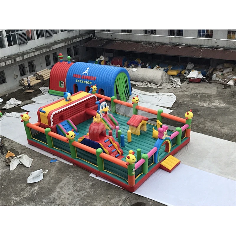 Favourable Outdoor Amusement Park Fun City Inflatable Playground Slide For Kids