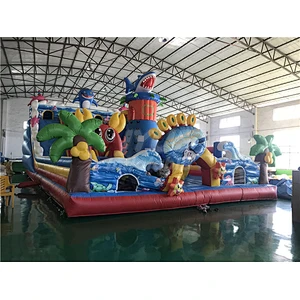 Amusement Park Shark Inflatable Slide Playground , Kids Inflatable Playground Indoor For Sale