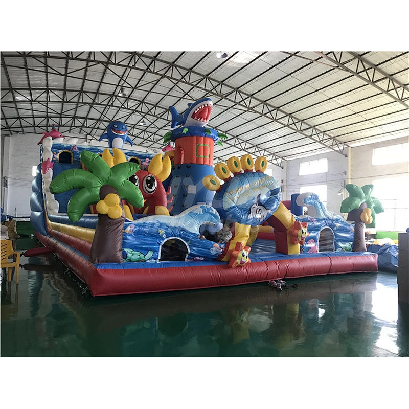 Amusement Park Shark Inflatable Slide Playground , Kids Inflatable Playground Indoor For Sale
