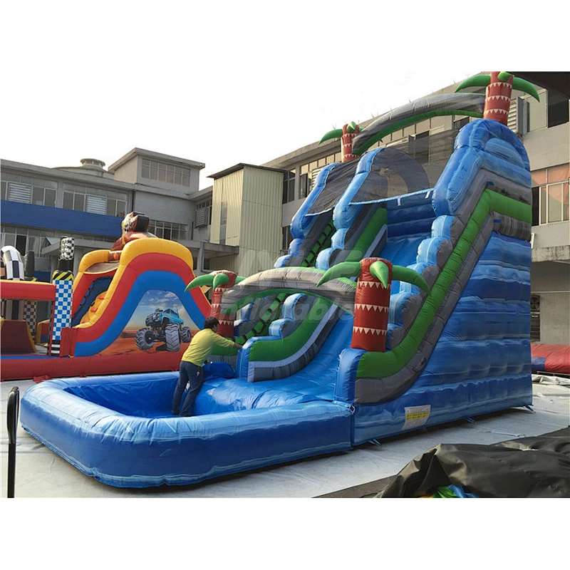 Hot Tropical Cheap Water Slide Jumper ,Blow Up Inflatable Water Slide And Pool