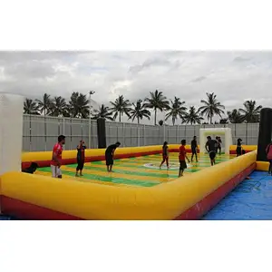 Customized Outdoor Portable Kids Or Adults Group Activity Soccer Pitch  Inflatable Football Game 20m