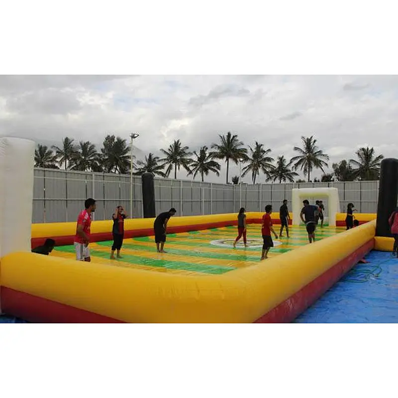 Customized Outdoor Portable Kids Or Adults Group Activity Soccer Pitch  Inflatable Football Game 20m