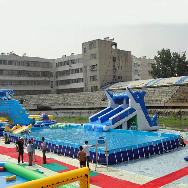 Amusement Equipment Small Dolphin Inflatable Water Slide For Above Ground Pool