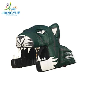 2018 Hot Outdoor Large Adult Play Inflatable Mascot Tunnels Football Helmet Tunnel Bear Tiger Head For Customized Size