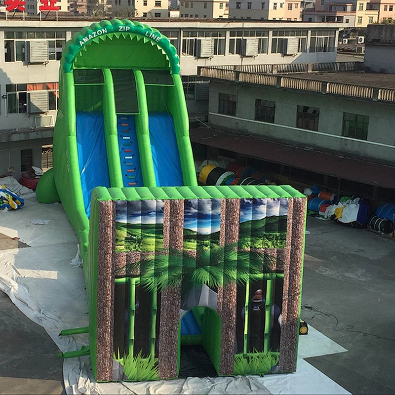 Funny Commercial China Inflatable Zip line With Giant Slide Ropeway For Adults And Children